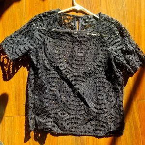 Ann Taylor Medium Navy Lace Top